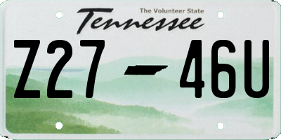 TN license plate Z2746U