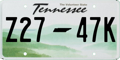 TN license plate Z2747K