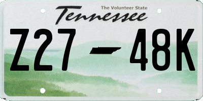 TN license plate Z2748K
