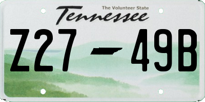 TN license plate Z2749B