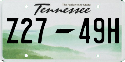 TN license plate Z2749H