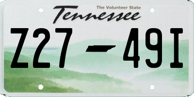 TN license plate Z2749I