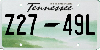 TN license plate Z2749L