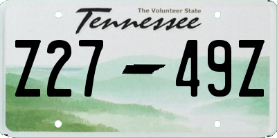 TN license plate Z2749Z