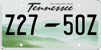 TN license plate Z2750Z