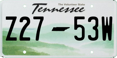 TN license plate Z2753W