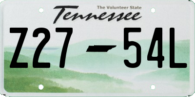TN license plate Z2754L