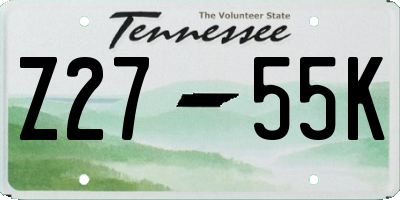 TN license plate Z2755K