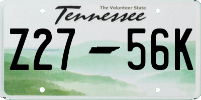 TN license plate Z2756K