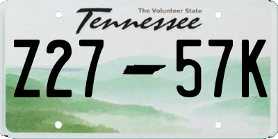 TN license plate Z2757K