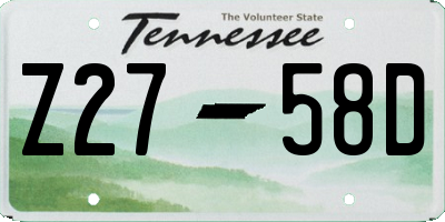 TN license plate Z2758D