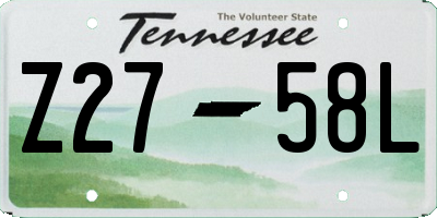 TN license plate Z2758L