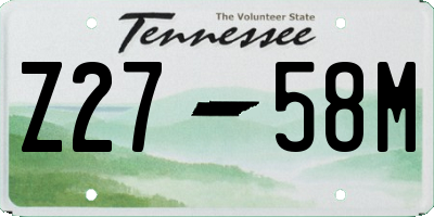 TN license plate Z2758M