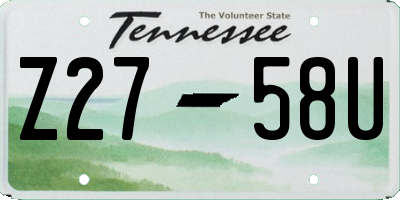 TN license plate Z2758U