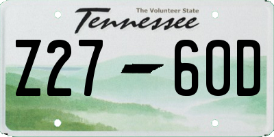 TN license plate Z2760D
