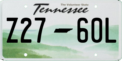 TN license plate Z2760L