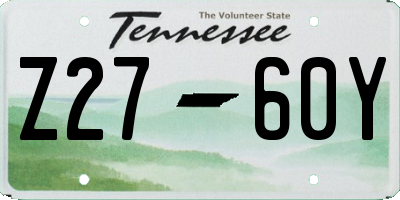 TN license plate Z2760Y