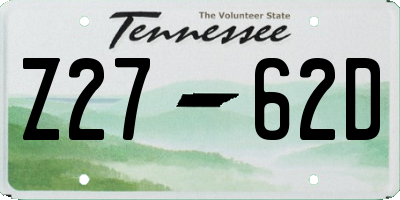 TN license plate Z2762D