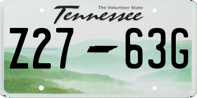 TN license plate Z2763G