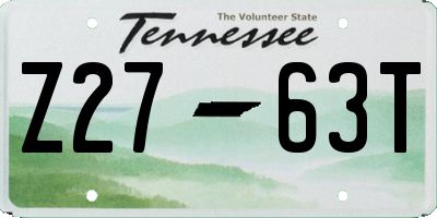 TN license plate Z2763T