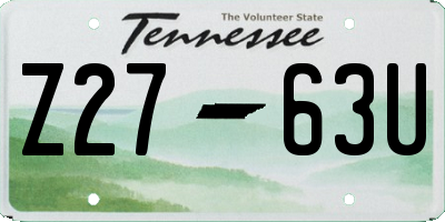 TN license plate Z2763U
