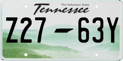 TN license plate Z2763Y