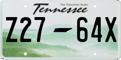 TN license plate Z2764X