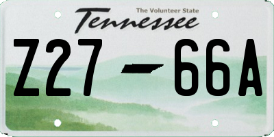 TN license plate Z2766A