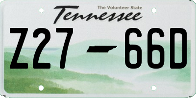 TN license plate Z2766D