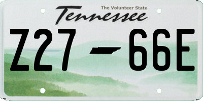 TN license plate Z2766E