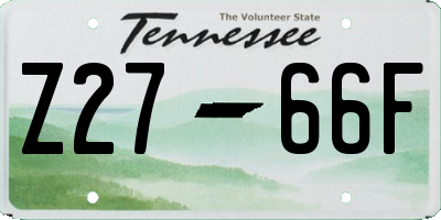 TN license plate Z2766F