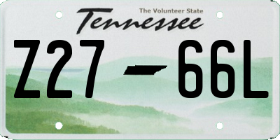 TN license plate Z2766L
