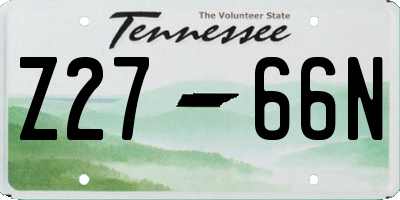 TN license plate Z2766N