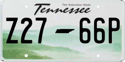 TN license plate Z2766P