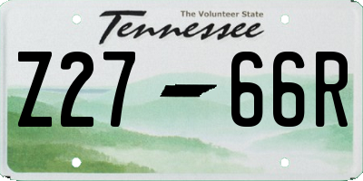 TN license plate Z2766R