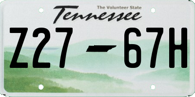 TN license plate Z2767H