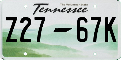 TN license plate Z2767K