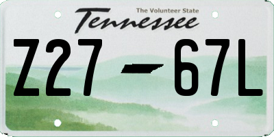 TN license plate Z2767L