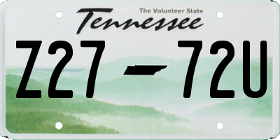 TN license plate Z2772U