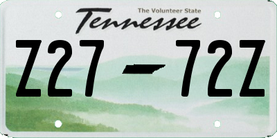 TN license plate Z2772Z