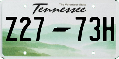 TN license plate Z2773H