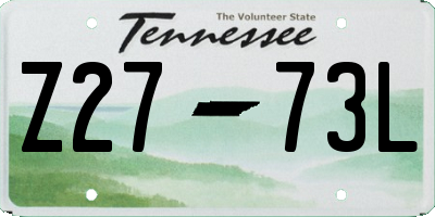 TN license plate Z2773L