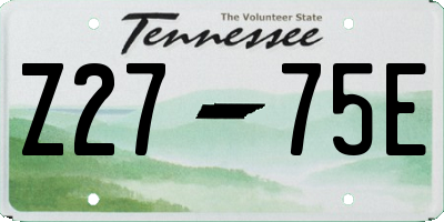 TN license plate Z2775E