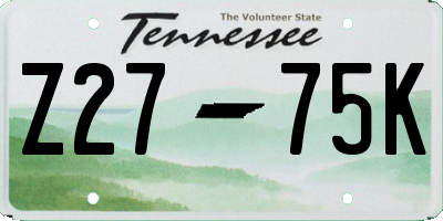 TN license plate Z2775K