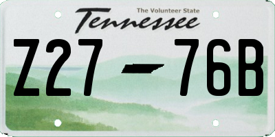TN license plate Z2776B