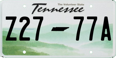 TN license plate Z2777A