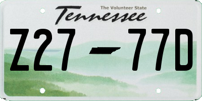 TN license plate Z2777D