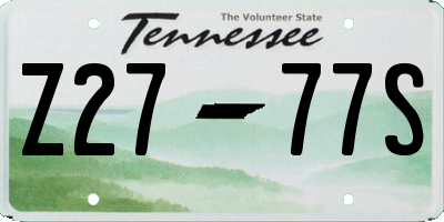 TN license plate Z2777S