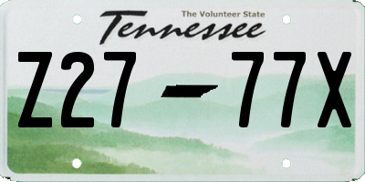 TN license plate Z2777X