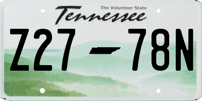 TN license plate Z2778N